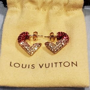 Louis Vuitton LV and V Heart Strass Stud Earrings